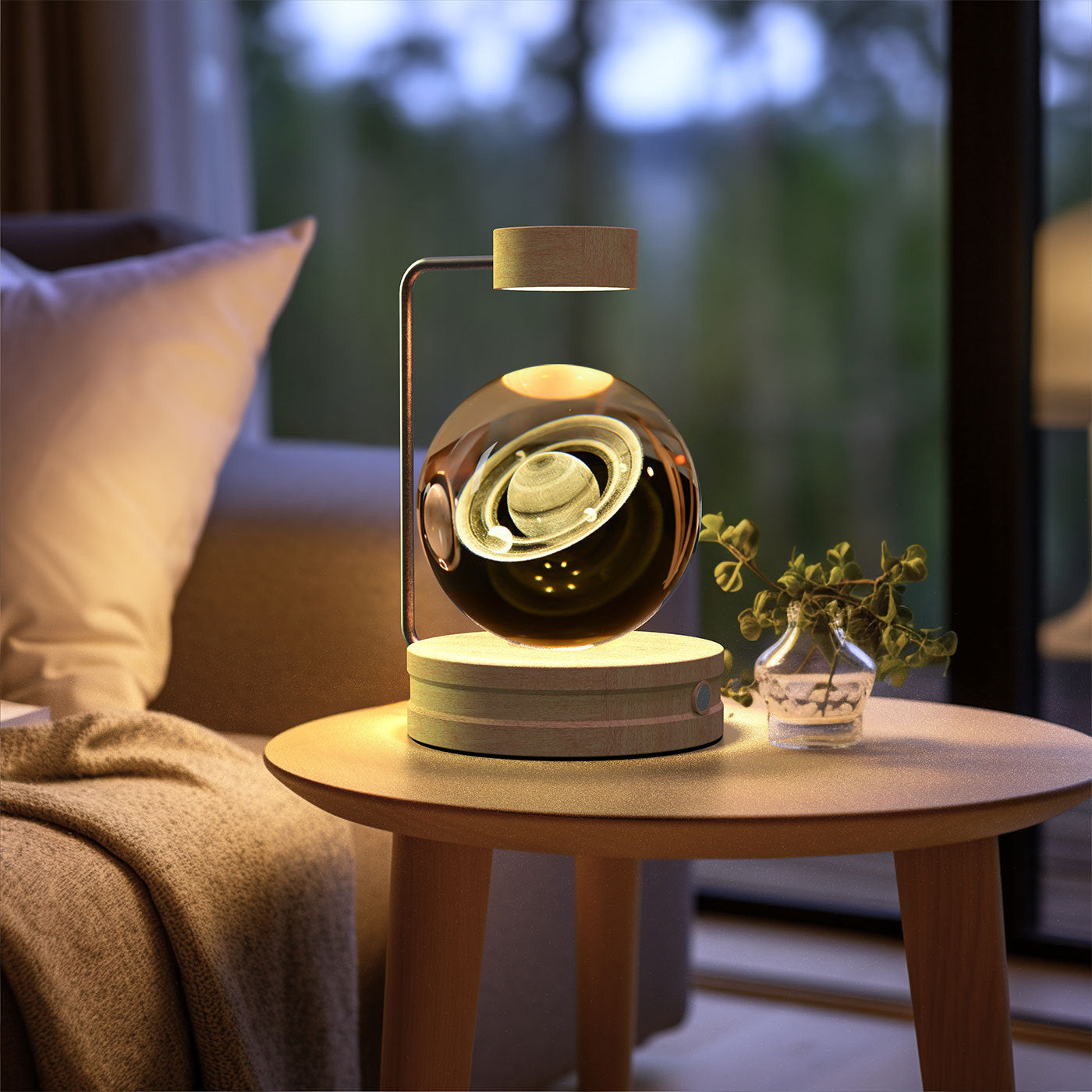 Crystal Ball Cosmic Night Light USB Power Warm Bedside Light