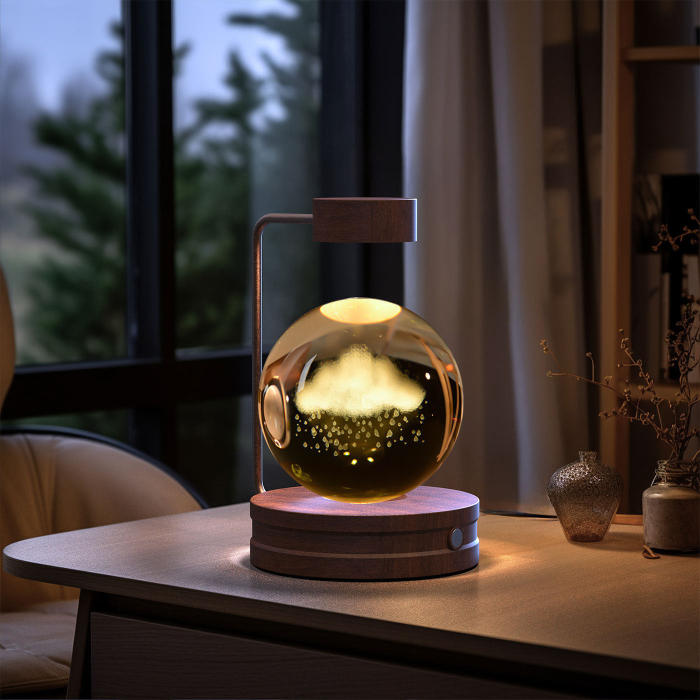 Crystal Ball Cosmic Night Light USB Power Warm Bedside Light