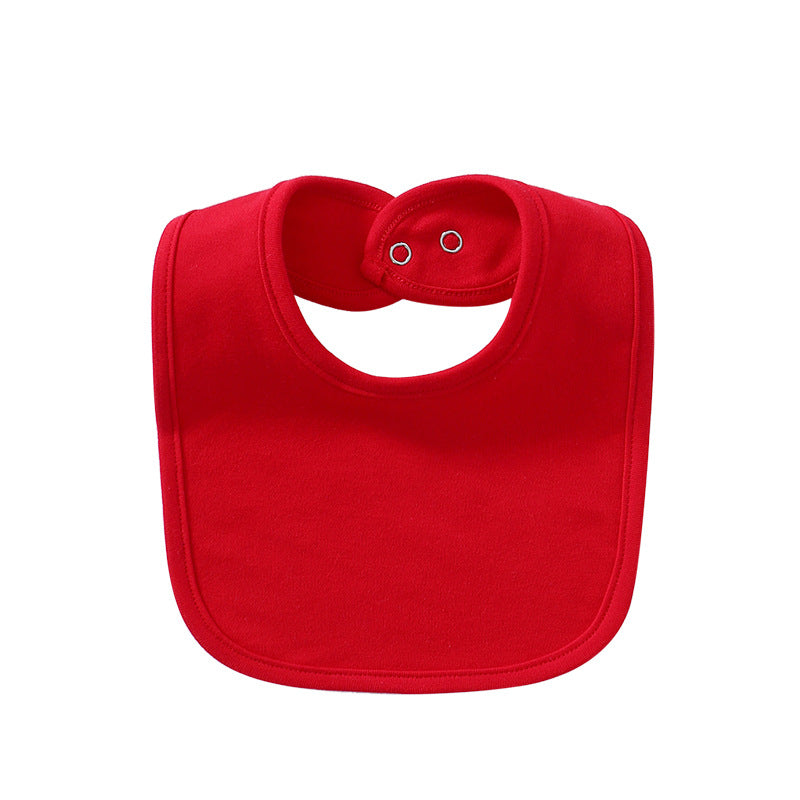 Baby Products Cotton Solid Color Bib With Hidden Buckle Saliva Towel Multi-color Optional