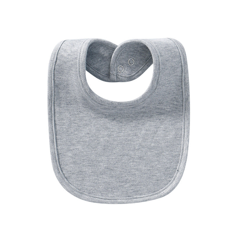 Baby Products Cotton Solid Color Bib With Hidden Buckle Saliva Towel Multi-color Optional