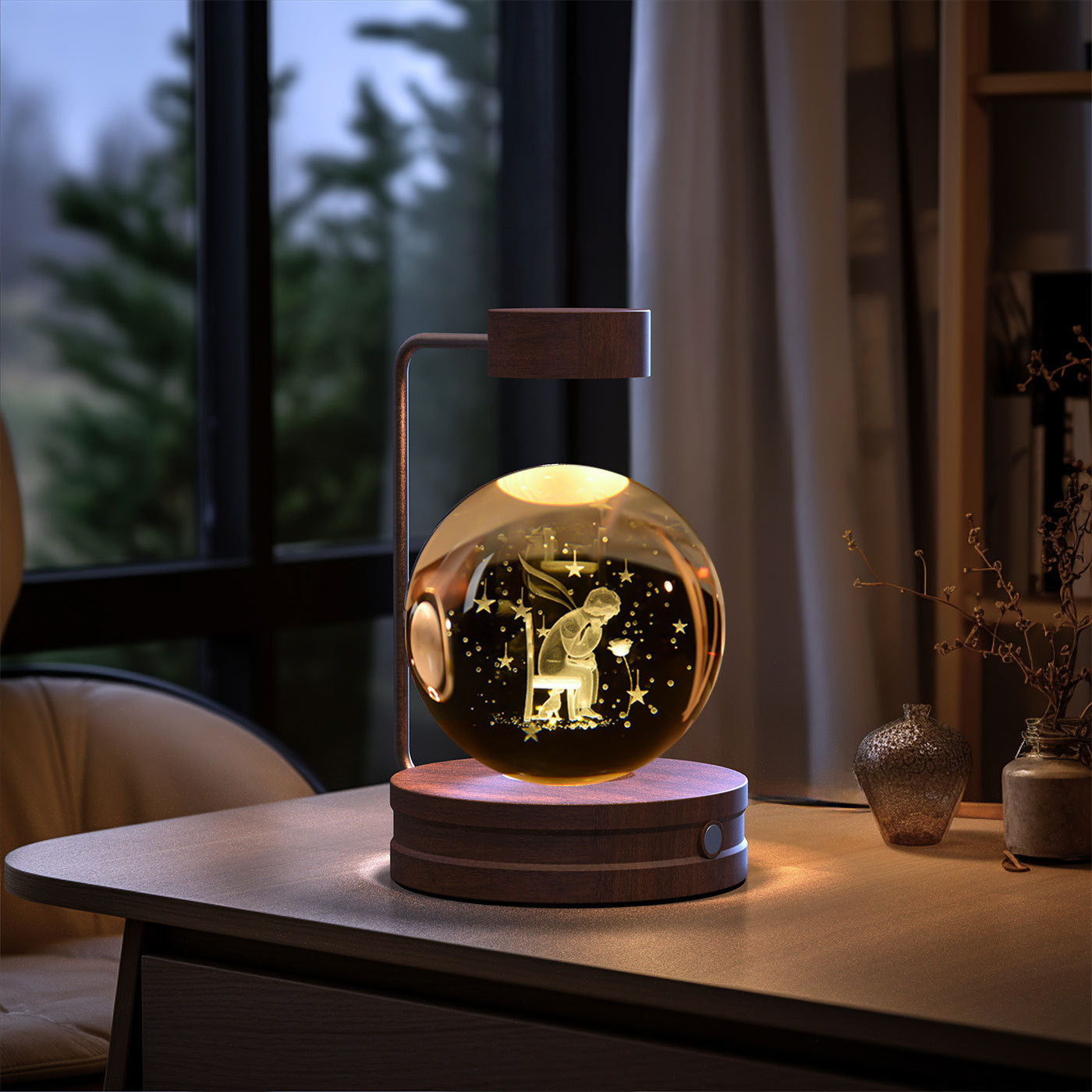 Crystal Ball Cosmic Night Light USB Power Warm Bedside Light