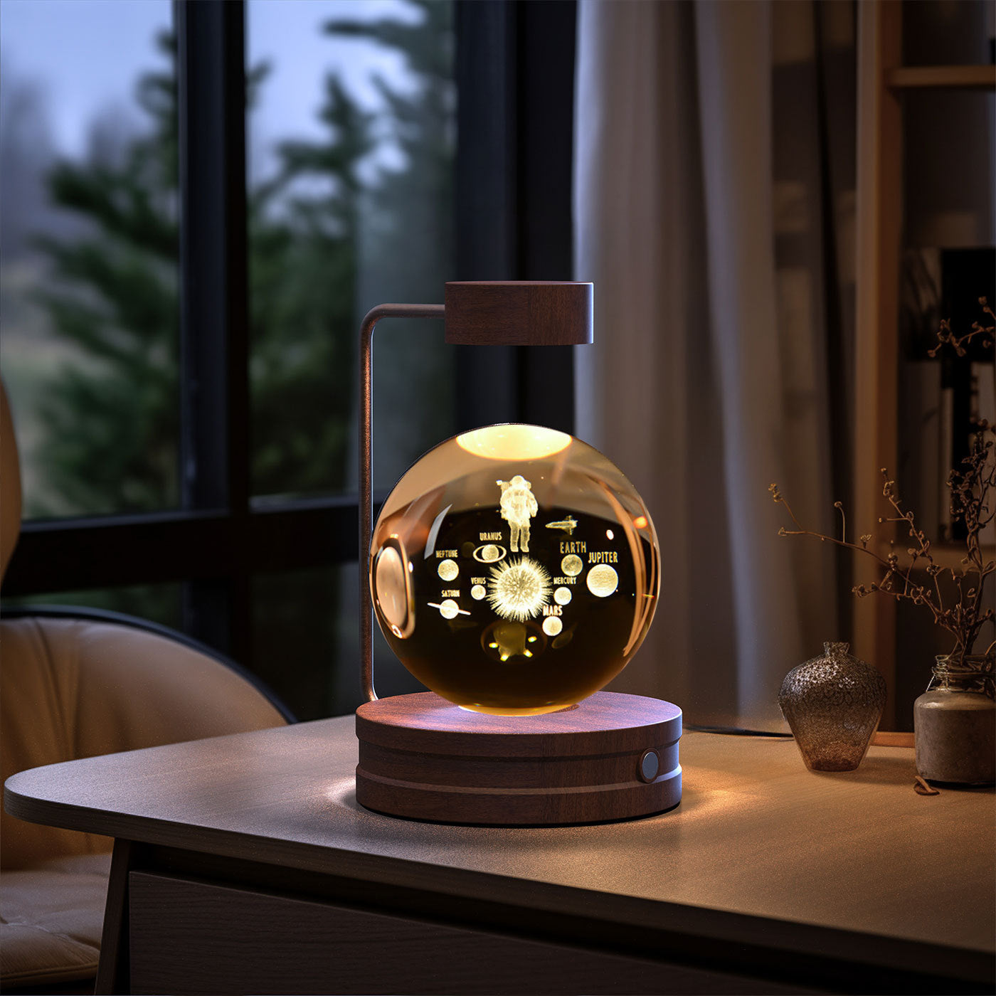 Crystal Ball Cosmic Night Light USB Power Warm Bedside Light