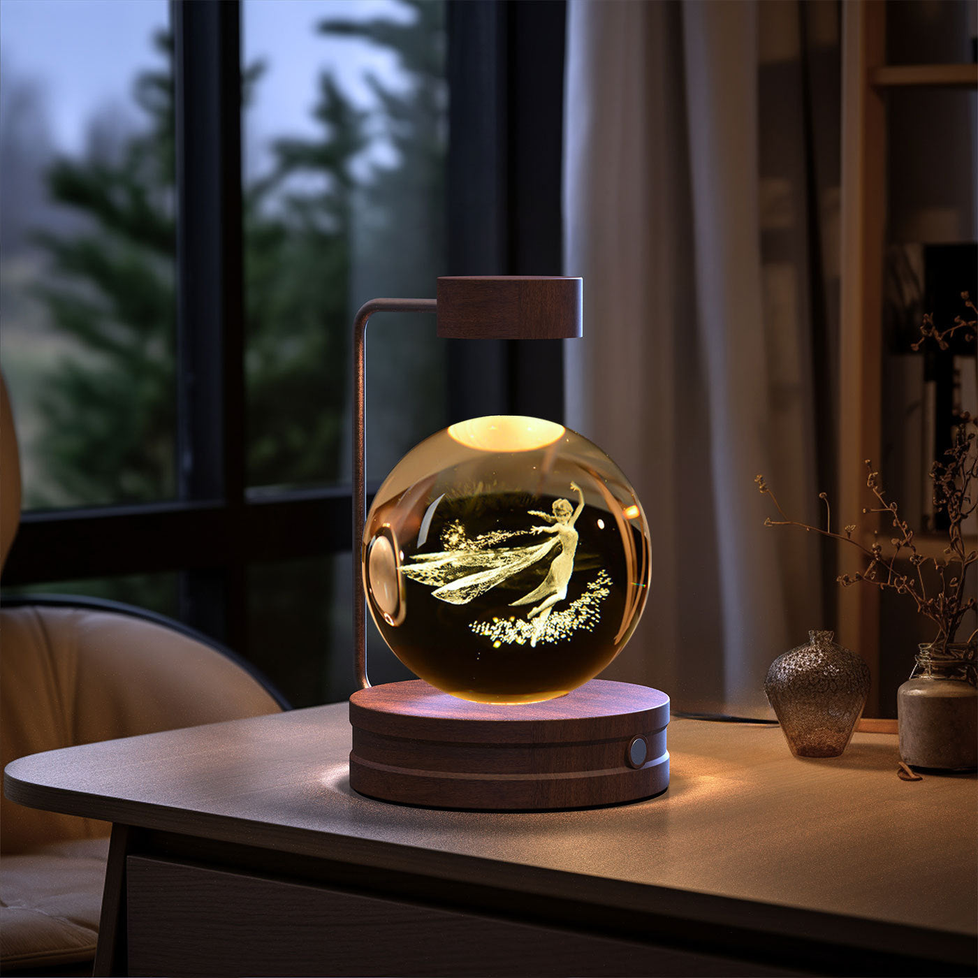 Crystal Ball Cosmic Night Light USB Power Warm Bedside Light