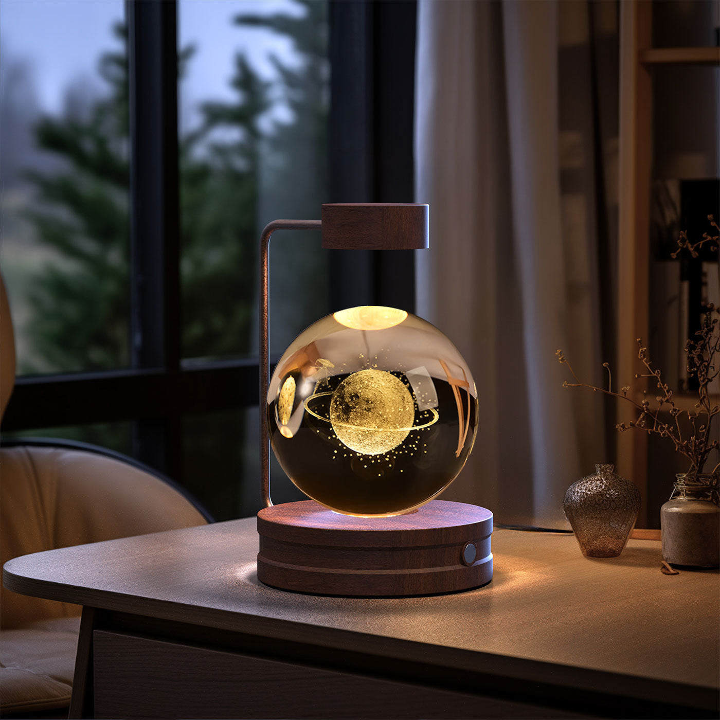 Crystal Ball Cosmic Night Light USB Power Warm Bedside Light