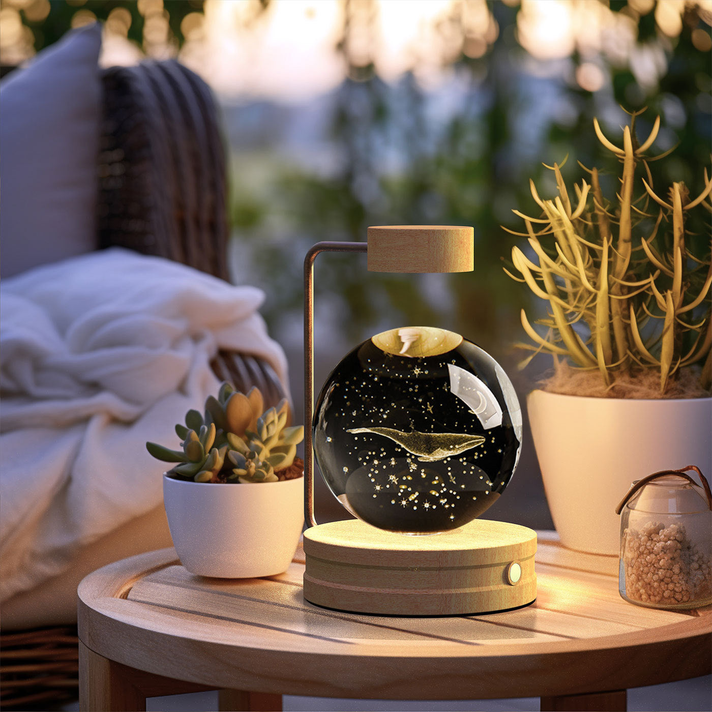 Crystal Ball Cosmic Night Light USB Power Warm Bedside Light