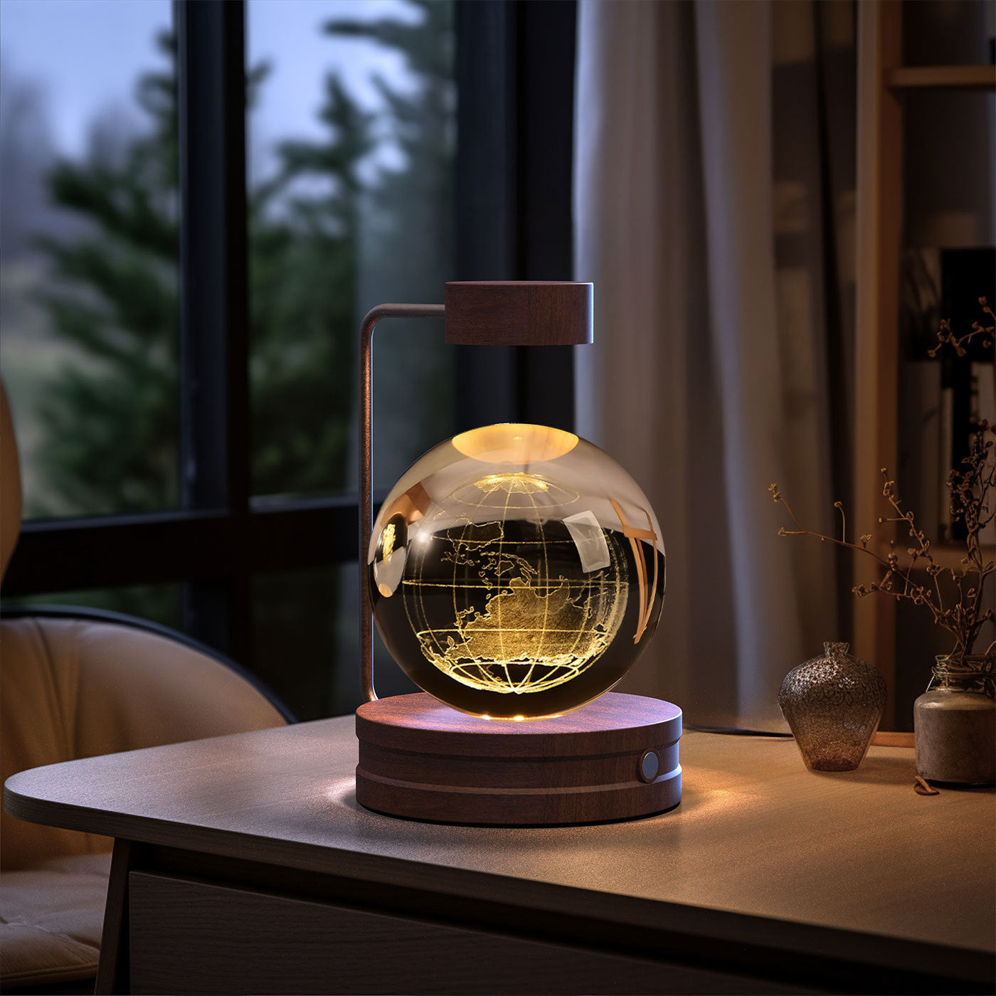 Crystal Ball Cosmic Night Light USB Power Warm Bedside Light