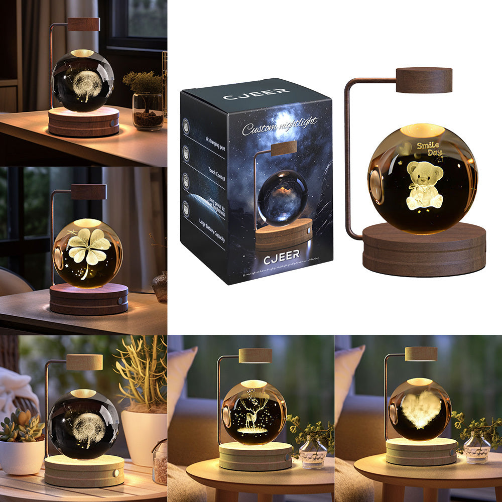 Crystal Ball Cosmic Night Light USB Power Warm Bedside Light